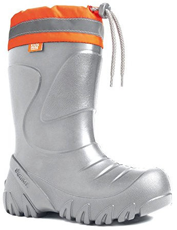 demar. Kinder Mädchen Jungen Gummistiefel Wolle gefüttert Regenstiefel leichtes Eva Material Silber 24/25 EU