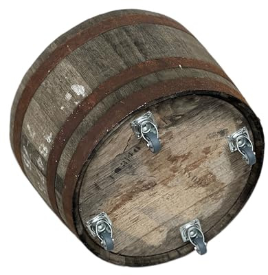 Temesso Demi-tonneau, Pot de Fleur Original d'un Baril à Whisky (Nature avec roulettes)