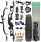 MILAEM 64 Zoll Bogenschießen Takedown Recurve Bogen 30-50 lb Sportbogen Metall Bogen Griff Langbogen Jagdbogen Targeting Praxis Rechts händer (Schwarz + Zubehör, 45lb)