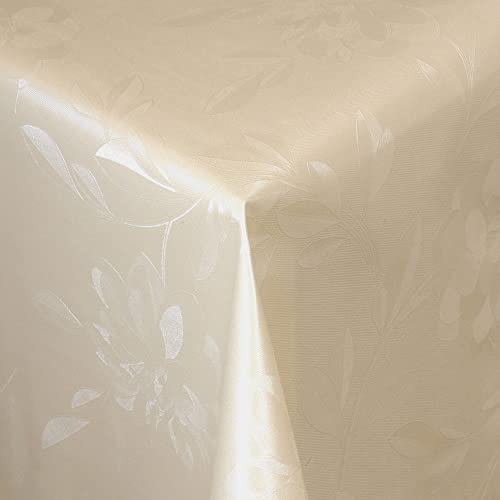 Wachstischdecke Wachstuch Tischdecke Gartentischdecke abwaschbar eckig 240x140 cm Relief Blumen Beige