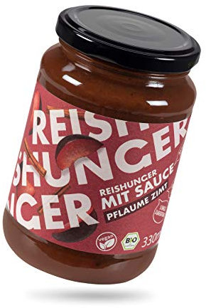 REISHUNGER BIO Sauce Pflaume Zimt, 3 Gläser - Vegan & Glutenfrei - Ideal zu Milchreis, Porridge & weiteren Süßspeisen