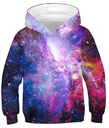 Morbuy Bambini Hoodie Stampa di Cielo Stellato Felpa con Cappuccio, Unisex Casual Comfort Tasca Manica Lunga Pullover Autunno Inverno per Ragazze e Ragazzi (Viola,XS (115-120cm))