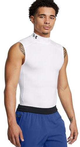 Under Armour UA HG Armour Comp Mock SL - Sleeveless - Tops - White/Black - Size: SM
