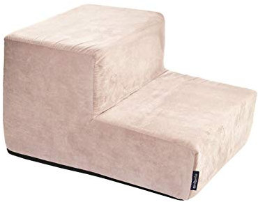 BOUTIQUE ZOO Hundetreppe 30 cm hoch | Katzentreppe Haustiertreppe | 2 Stufen | Hunde Katzen Haustier | für Bett und Auto | Trepp für kleine Hund | Samtstoff | Farbe: Velvet: Rosa