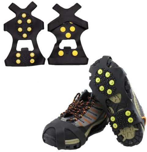 QeeHeng rutschfeste EIS- und Schneeschuhclips, Gummischuhe, rutschfeste EIS- und Schneeschuhabdeckungen, Steigeisen, leichte einziehbare EIS- und Schneeschuhe, Schuhgröße XL