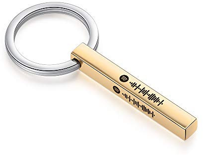 Personalisiert Schlüsselanhänger 1-4 Spotify Code Schlüsselbund Paare Musik Spotify Code Schlüsselbund DIY Custom für Damen Schlüsselbund Geburtstag Gedenktag Geschenk für Freunde Familie BFF (Golden)