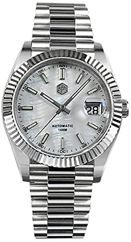 NC San Martin 40mm Retro SN059G V2 MOP Business Luxusuhren Saphirglas 10Bar Edelstahl Automatik Mechanische Uhr Herren (Color 1)