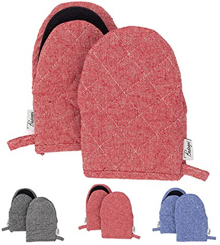 Bedogni Reggio Emilia Gants de Four et Barbecue en Coton épais avec Prises en Silicone Anti-Chaleur, pouvant être accrochés,Gants de Cuisine pour Cuisiner