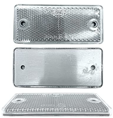 DOJA Barcelona | Anhänger Reflektor Rechteckig | Rückstrahler Universal Pack 10 Weiß | Anhänger Beleuchtung, Reflektoren Aufkleber, Auto Reflektoren, Motorrad Reflektorband, Wohnwagen Katzenaugen