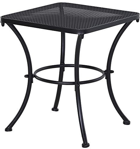 Outsunny Mesa Auxiliar Cuadrada Mesa de Jardín Exterior con Estructura de Metal para Patio Terraza Balcón Carga 30 kg 45x45x50 cm Negro