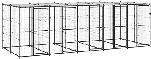 vidaXL Outdoor Hundezwinger Stahl mit Überdachung 12,1m² Hundekäfig Hundehütte