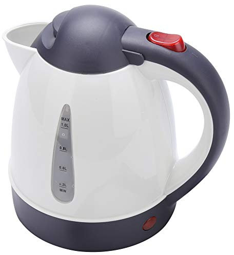 Electric Hot Water Kettle 1Liter with LED Light, 150 Watt BPA-Free Portable Tea Maker Fast Heating Element with Auto Shut-Off and Boil Dry Protection, Brew Coffee & Beverage, White