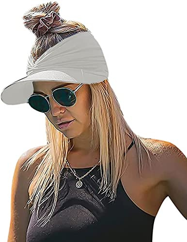 IBLUELOVER Casquette Visière Femme été Casquette de Baseball Queue de Cheval Chapeau Haut Vide Coton Chapeau de Soleil Large Bord Anti-UV Casquette Cap Snapback Chapeau de Sport Golf Plage Voyage
