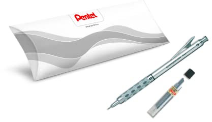 Pentel GraphGear PG1015-A, Porte-mines technique corps métal 0,5 mm + 1 étui de 12 mines Hi-Polymer Super C505-HB, PG1015-A/C505-HB