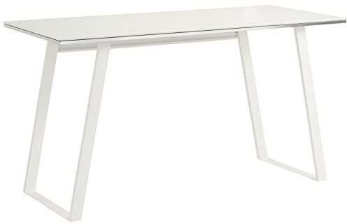 möbelando Schreibtisch Wimpassing aus Metall/Glas/ESG-Glas in Metall weiß - Weißglas. Abmessungen (B/H/T) 140x76x51 cm