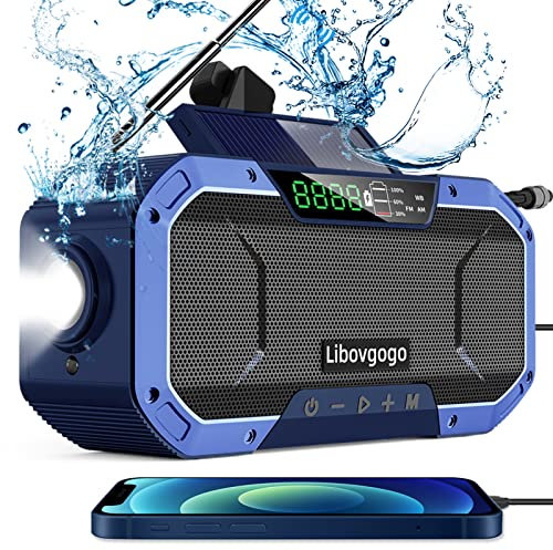 Libovgogo DF-580B Notfall-Radio Tragbares AM/UKW Solar-Kurbelradio mit Taschenlampe LED-Leselampe Solar-Panel 5000mAh Powerbank Outdoor Camping Dynamo-Radio