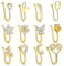 Kakonia 12stk Fake Nose Ring für Damen Verstellbare Fake Nasenpiercing ring Zirkonia Schmetterling Blume Fake Nasenring Piercing Gold