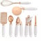 7 Pcs Kitchen Gadget Set Rose Gold Kitchen Utensils Stainless Steel Cooking Utensils with Soft Touch Handles Heat Resistant Non Stick White