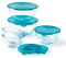 Pyrex - Lot de 5 Bols/Saladiers avec Couvercles - 2x0,5L + 1x1L + 2x2L - Verre Borosilicate - Extrême Résistance - Compatible Lave-Vaisselle - Made in France