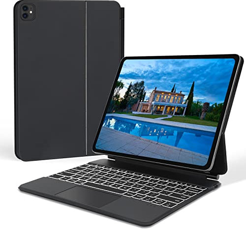 IVEOPPE Magic Case for iPad Air 13 Inch M2 2024/ Air 13 M3 2025, Keyboard for iPad Pro 12.9 2022/2021/ 2020/2018- Case with Trackpad Keyboard for Air 13 M3 2025, Backlit, UK Layout, Charcoal Grey