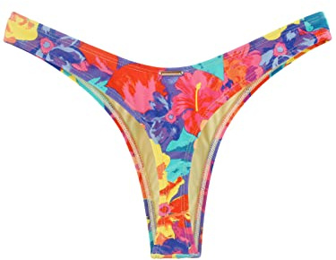 RELLECIGA Women's Thong Bikini Bottom, Colorful Floral, XL