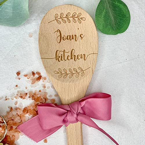 WunM Studio Cuchara de Madera Personalizada/Regalos de Boda Personalizados Recuerdo de Despedida de Soltera de Madera Inauguración de la casa/Trofeo para Hornear, Grabado con láser Cualq