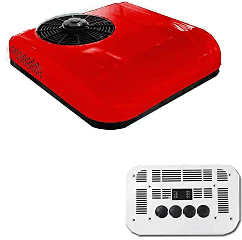 Climatiseur de toit DC 24V / 12 V pour véhicule récréatif |Climatiseur de toit pour camion |Froid seul | Unité de climatisation pour van et bateau 12 V/24volt pour automobile,camping-car,Red-12V