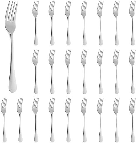 GOYADA Stainless Steel Forks Set of 24, Dinner Forks Cutlery Forks 8in/20.5cm, Silver Cutlery Table Forks Set for Home, Kitchen, Restaurant, Dishwasher Safe