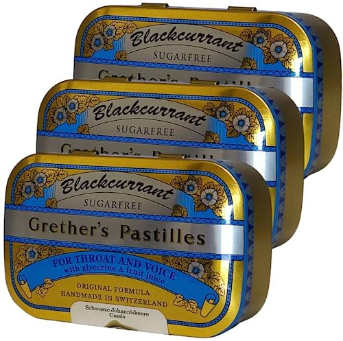 Grether's Pastilles Blackcurrant I zuckerfrei I 3 x 110 g im Sparset I plus Pharmaperle give-away
