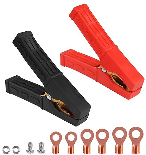 HATMINI 100A-500A Battery Jumper Clamps,Heavy-Duty Insulated Alligator Clips,Battery Crocodile Clamp,Automotive Replacement Booster Cable Clamps,for Car Battery Charger Clamps-Red and Black