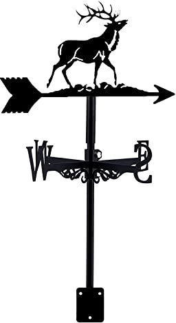 Wetterfahne Elch für Garten und Außenbereich, Edelstahl, schwarze Sprühfarbe, für Schuppen, Eisen, Hof, Dach, Scheunen, Dekoration