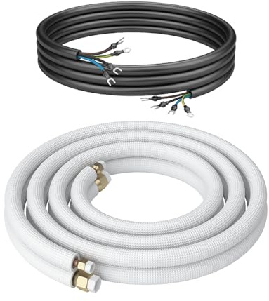Kältebringer® Kältemittelleitung 11 m 1/4 + 3/8 Zoll Kupferrohr 4-adrig | Isolierte Kupferleitung mit 4-adrigem Verbindungskabel - Montage-Set für Split-Klimaanlagen und zuverlässige Installation