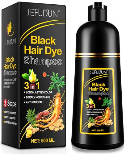 Shampoo Tintura Capelli Neri Istantanea - Colorazione Naturale e di Lunga Durata per Uomini e Donne - 500ML