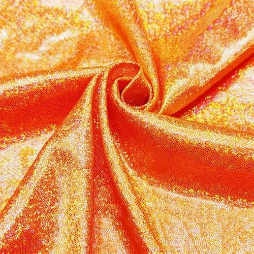 PTNKUIIY 150cm *2m Pailletten Glitzer Dekostoff Modestoff Kostümstoff zum Nähen Kleidungsstoff für Hochzeit Geburtstag Party Nähen von Brautschleiern Hochzeitskleid Tischläufer Tutu Röcken -Orange