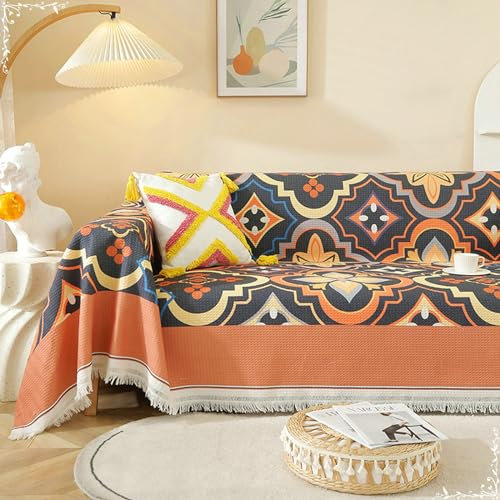 Ayoiow Sofa Überzug COR Sofa Überzug Hell Und Bunt Sofahusse 2 Sitzer Baumwolle Geometrisches Muster