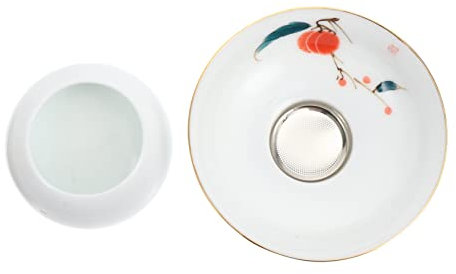 SHOUKAII 1pc Colador de té Colador de Colador de té de Filtro de café Colador de condimentos Infusor de té Chino Colador de té de Porcelana Juego de té doméstico Accesorios de té Malla(Pink)