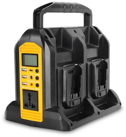 for Dewalt Inverter 350W Power Supply Inverter Compatible with Dewalt 20V Battery DC 20V to AC 110V Power Station with AC Output, USB Charger, Type-C Port, DC Output 12V/5A, LED Light(4 Channels)