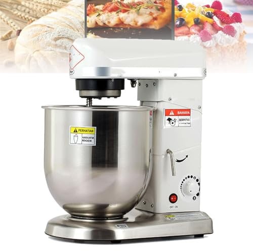 Cashwise Commercial Food Mixer, Stand Mixer Stainless Steel Bowl Heavy Duty Electric Food Mixer with 3 Speeds Adjustable, Perfect for Bakery Pizzeria,White-7L