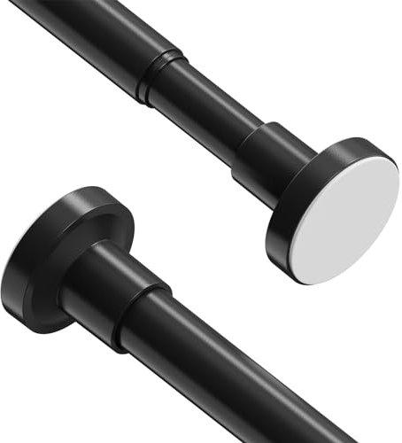 WELDUN 2 Stücke Duschvorhangstange ohne Bohren 48-118CM Teleskopstange Φ25mm Einstellbare Gardinenstange Vorhangstange für Kleiderschrank, Fenster, Badezimmer, Schwarz