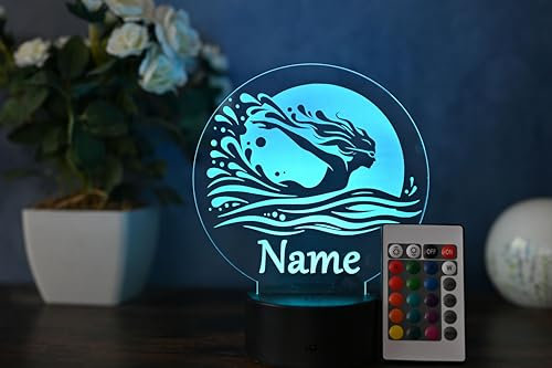 Optechvisual LED Tischlampe für Schwimmerinnen – Dimmbar, Ideal für Geburtstag & Deko, Geschenk für Schwimmfans