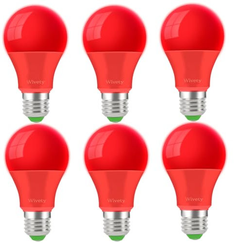 Wivety LED Glühbirne Rot 9W, E27 Farbige Glühbirne Beleuchtung Glühbirnen, Bunte Glühbirnen für Hochzeit Halloween Weihnachten Party Bar (6er Pack)