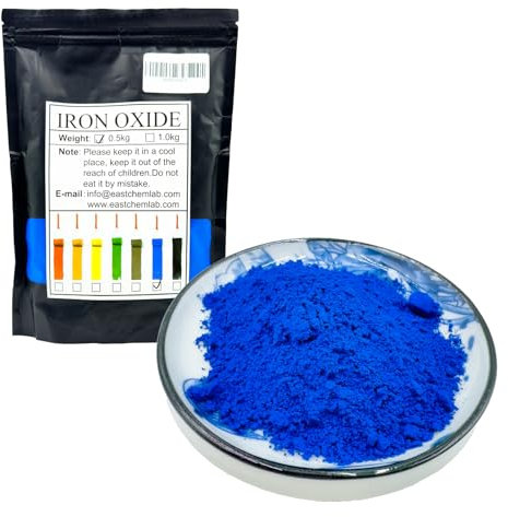 HongYi Blue Iron Oxide Pigment, Blue Iron Oxide Powder - Pigments for Artistic and Decorative Painting, Concrete, Clay, Cement, Masonry and Paint Products (500g/1.1pound)