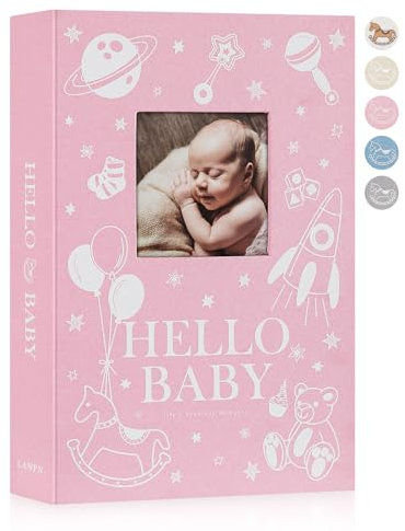 Lanpn Baby Fotoalbum 10x15 300 Fotos, Leinen Fotoalbum Einsteckalbum, Babyalbum mit Memo Schreibfeld, Neugeborenen Kinder Porträtfotos Fotoalbum, Fotoalben für 1. Geburtstag Mädchen Rosa