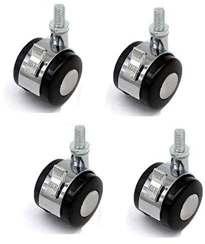 SZITW Lenkrollen, 4er-Set für Bürostühle mit Bremse, Universal-Stuhlrollen, drehbare Zwillingsrollen aus Kunststoff, Hochleistungsrollen für Möbel, 41 mm Drehgelenk, Gewindeschaft 7,6 x 14 mm/Schw
