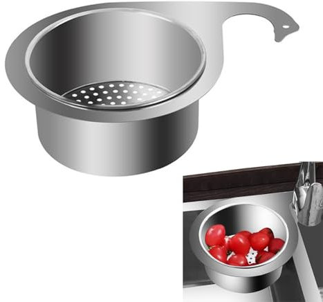 Sieb für spülbecken, Edelstahl Schwan Spüle Sieb Korb Wasserhahn Hängender Filterkorb, Multi-functional Abfluss Korb Swan Drain Basket für Obst, Gemüse (ein Stück)