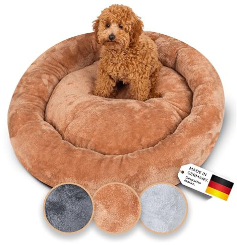 Belune® Donutkissen Deluxe [Braun, 80cm], waschbar, Hundebett kleine Hunde, Hundedonut Kissen kleine Hunde