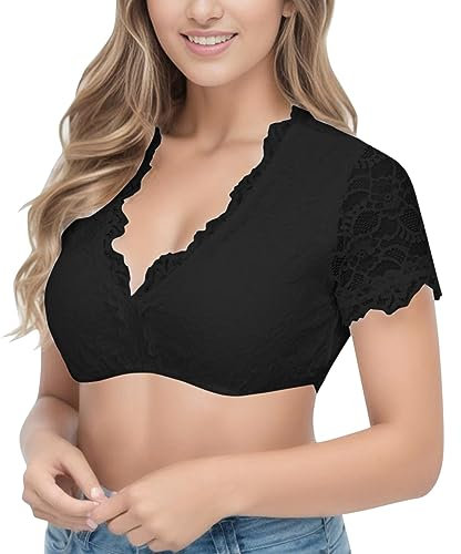 XTBFOOJ Dirndl schwarz midi Dirndl samt blau Dirndl Spitze Dirndl hochgeschlossen Damen spitzenweste trachtnbluse Dirndl Jacke Damen schwarz Dirndlbluse schwarz flügelärmel Dirndl BH weiß Dirndl