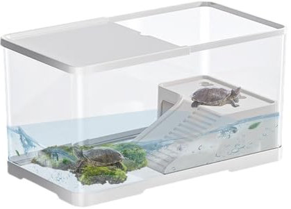 Tanque para tortugas – Acuario grande acrílico transparente | hábitat cómodo para tortugas de agua dulce y semiacuáticas, espaciosas