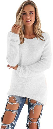 Plüsch Pullover Damen Teddy-Fleece, Plüsch Pullover Damen Teddy-Fleece Lang Flauschig Pulli - Winter Warm Plüschpullover Einfarbig Rundhals Langarm Winterpullover Weich Casual Sweatshirt Thermo Shirt