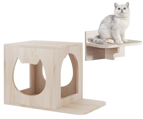 Katzenwandmöbel Satz, Kletterwand Katze, 1 Kreatives Katzenhaus und 1 Katzentreppe Wand, Kletterstufe für Katzen, Katzenregale und Sitzstangen Katzenbaum für die Wand DIY Kletterwand Katzen